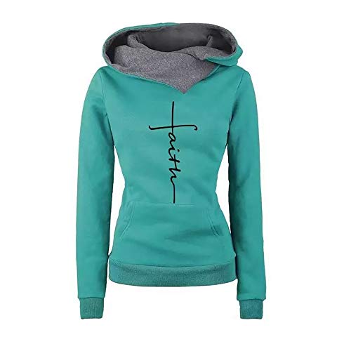 Godoboo Frauen-Kapuzenpullovermit Faith Sweatshirt Print Kapuzen-Langarmpullover mit Kapuze und Kapuze Langarm Hoodie Pullover Hoodie Hooded Shirt von Godoboo