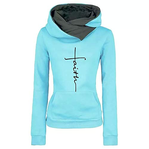 Godoboo Frauen-Kapuzenpullovermit Faith Sweatshirt Print Kapuzen-Langarmpullover mit Kapuze und Kapuze Langarm Hoodie Pullover Hoodie Hooded Shirt von Godoboo