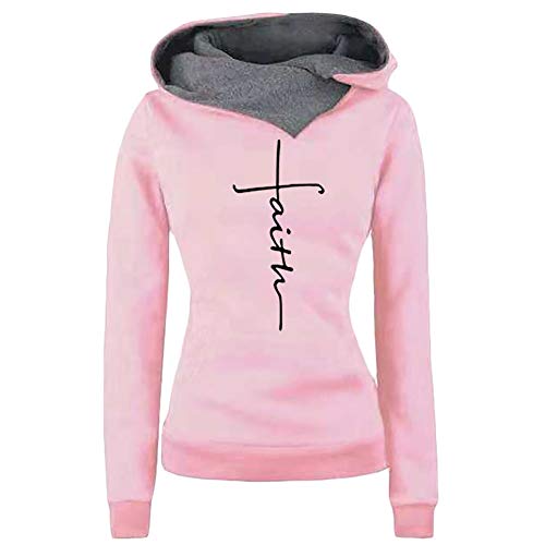 Godoboo Frauen-Kapuzenpullovermit Faith Sweatshirt Print Kapuzen-Langarmpullover mit Kapuze und Kapuze Langarm Hoodie Pullover Hoodie Hooded Shirt von Godoboo