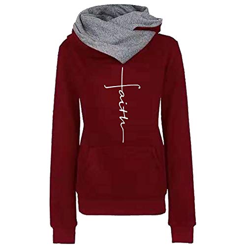 Godoboo Frauen-Kapuzenpullovermit Faith Sweatshirt Print Kapuzen-Langarmpullover mit Kapuze und Kapuze Langarm Hoodie Pullover Hoodie Hooded Shirt von Godoboo