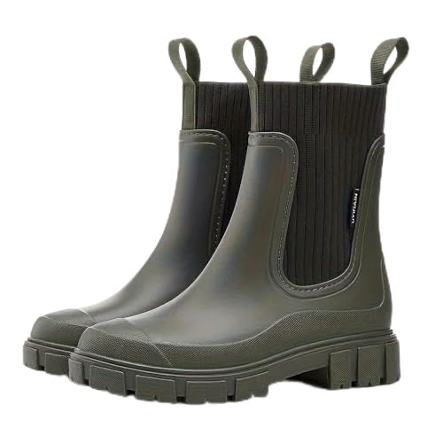 Godoboo Gummistiefel Damen Wasserdicht Boots Anti-Rutsch Atmungsaktiv Boots Leicht Mode Regenstiefel Stiefeletten Gartenschuhe Gummistiefeletten mit Komfort Einlegesohle Outdoor Elegant von Godoboo