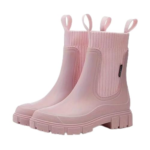 Godoboo Gummistiefel Damen Wasserdicht Boots Anti-Rutsch Atmungsaktiv Boots Leicht Mode Regenstiefel Stiefeletten Gartenschuhe Gummistiefeletten mit Komfort Einlegesohle Outdoor Elegant von Godoboo