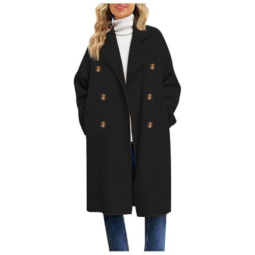 Godoboo Herbst Mantel Damen Elegant Herbstjacken Wollmantel Steppmantel Business Trenchcoat Warmer Mantel für und Winter Revers Trench Coat Herbstmantel von Godoboo