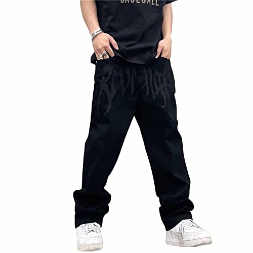 Godoboo Herren Jeans Baggy Jeans Bedruckt Hip Hop Jeanshose Straight Leg Casual Vintage Denim Hosen Y2K Jeans Teenager Hose Bedruckte Jeans Streetwear Cargohosen von Godoboo