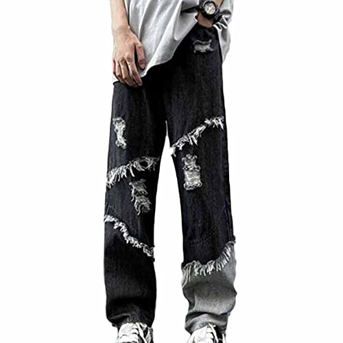 Godoboo Herren Jeans Baggy Jeans Bedruckt Hip Hop Jeanshose Straight Leg Casual Vintage Denim Hosen Y2K Jeans Teenager Hose Bedruckte Jeans Streetwear Cargohosen von Godoboo