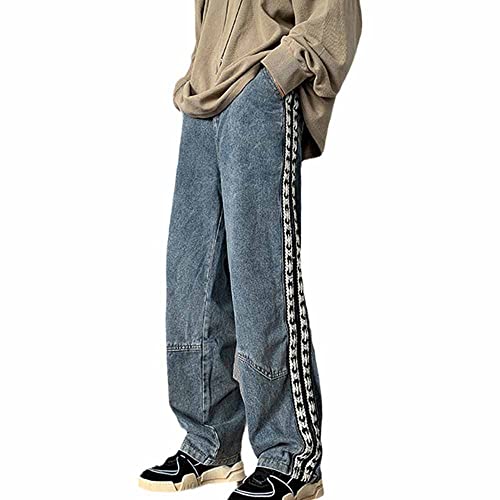 Godoboo Herren Jeans Baggy Jeans Bedruckt Hip Hop Jeanshose Straight Leg Casual Vintage Denim Hosen Y2K Jeans Teenager Hose Bedruckte Jeans Streetwear Cargohosen von Godoboo