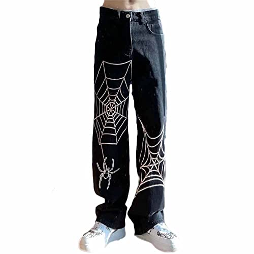 Godoboo Herren Jeans Baggy Jeans Bedruckt Hip Hop Jeanshose Straight Leg Casual Vintage Denim Hosen Y2K Jeans Teenager Hose Bedruckte Jeans Streetwear Cargohosen von Godoboo