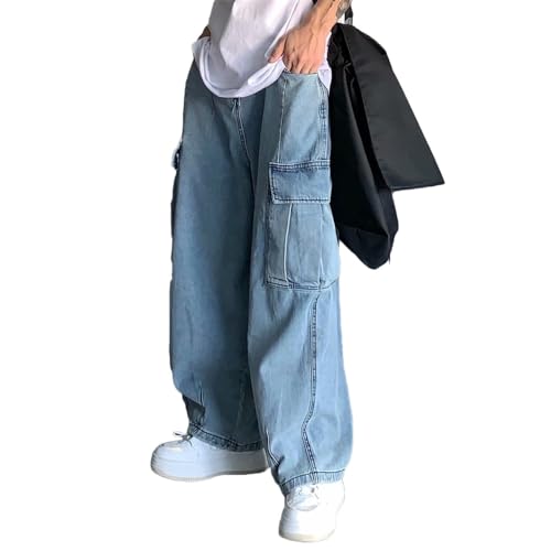 Godoboo Herren Jeans Baggy Jeans Bedruckt Hip Hop Jeanshose Straight Leg Casual Vintage Denim Hosen Y2K Jeans Teenager Hose Bedruckte Jeans Streetwear Cargohosen von Godoboo