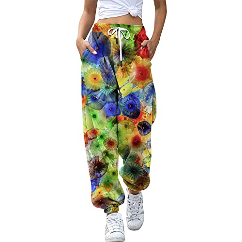 Godoboo Jogginghose Damen Freizeithose Damen Lang Hose Trainingshose Elastische Sport Joggen Flüssigkeitshose Loose Sweathose mit Taschen Yogahosen für Damen von Godoboo