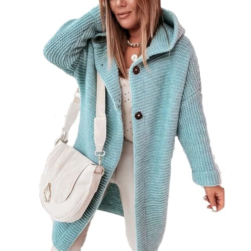Godoboo Lang Cardigan Kapuzenpullover Damen Strickjacke Grobstrickjacke Strickmantel mit Kapuze Cardigan Strickpullover Jacke Sweater Outerwear Herbst Winter von Godoboo