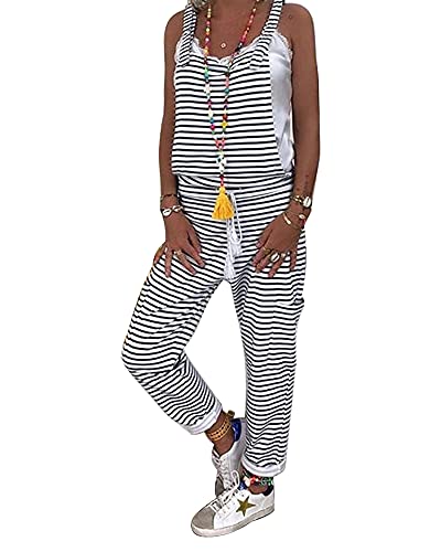 Godoboo Latzhose Damen Retro Arbeitshose Baumwolle Damen Jumpsuit Sommer Elegant Lange Overall mit Taschen Oversize Latzhose Overall Hosen von Godoboo