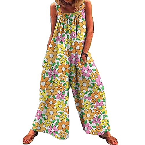 Godoboo Latzhose Damen Retro Arbeitshose Baumwolle Damen Jumpsuit Sommer Elegant Lange Overall mit Taschen Oversize Latzhose Overall Hosen von Godoboo