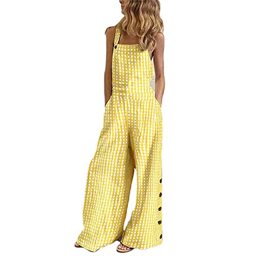 Godoboo Latzhose Damen Retro Arbeitshose Baumwolle Damen Jumpsuit Sommer Elegant Lange Overall mit Taschen Oversize Latzhose Overall Hosen von Godoboo