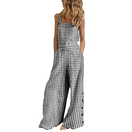 Godoboo Latzhose Damen Retro Arbeitshose Baumwolle Damen Jumpsuit Sommer Elegant Lange Overall mit Taschen Oversize Latzhose Overall Hosen von Godoboo