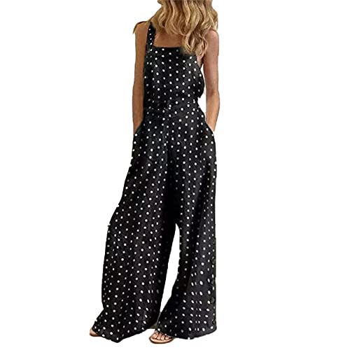 Godoboo Latzhose Damen Retro Arbeitshose Baumwolle Damen Jumpsuit Sommer Elegant Lange Overall mit Taschen Oversize Latzhose Overall Hosen von Godoboo
