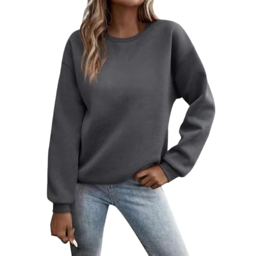 Godoboo Pullover Damen Sweatshirt Fleecepullover Sport Baumwolle Sweatpullover Buchstaben Print Herbst Pulli Basic Thermo Casual Ohne Kapuze von Godoboo