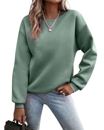 Godoboo Pullover Damen Sweatshirt Fleecepullover Sport Baumwolle Sweatpullover Buchstaben Print Herbst Pulli Basic Thermo Casual Ohne Kapuze von Godoboo