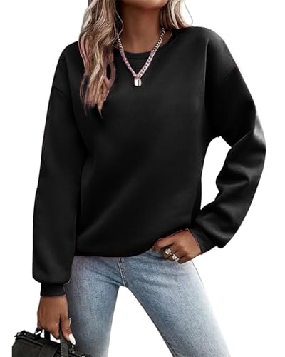 Godoboo Pullover Damen Sweatshirt Fleecepullover Sport Baumwolle Sweatpullover Buchstaben Print Herbst Pulli Basic Thermo Casual Ohne Kapuze von Godoboo
