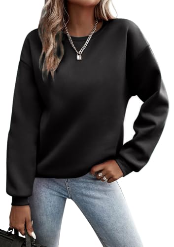 Godoboo Pullover Damen Sweatshirt Fleecepullover Sport Baumwolle Sweatpullover Buchstaben Print Herbst Pulli Basic Thermo Casual Ohne Kapuze von Godoboo