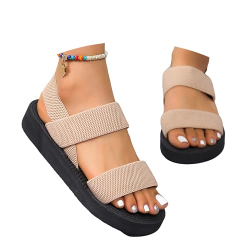 Godoboo Sandalen Damen Sommer Offene Schuhe Damen Schicke Sommerschuhe Sandaletten Elegant Plateau Sandalen Casual Bequem Latschen Breite Füße Outdoor von Godoboo