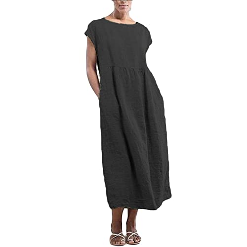 Godoboo Damen Sommerkleid Damen Kleider Sommer Ärmellos Strandkleider Casual Freizeitkleid Mit Taschen von Godoboo