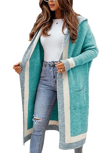 Godoboo Strickjacke Damen Lang Cardigan Kapuzenpullover Oversize Winter Grobstrickjacke Frühling Herbst Outerwear ÜBergangsjacke Wintermäntel Lose von Godoboo