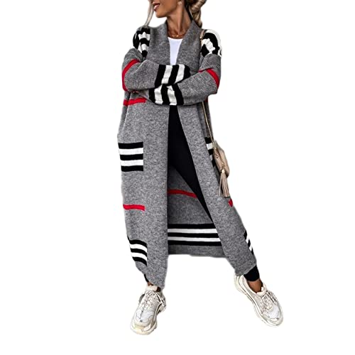 Godoboo Strickjacke Damen Lang Grobstrickjacke Strickpullover Winter Elegant Offen Lang Strickcardigan Langarm Strickmantel Warm Strickpullover Outwear Strickmantel Sweater von Godoboo