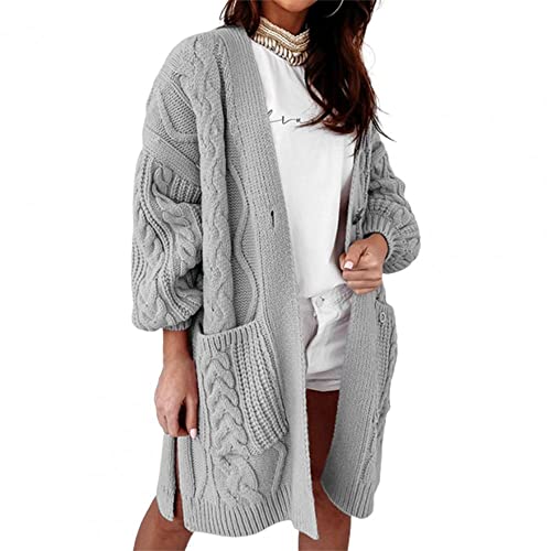 Godoboo Strickjacke Damen Lang Grobstrickjacke Strickpullover Winter Elegant Offen Lang Strickcardigan Langarm Strickmantel Warm Strickpullover Outwear Strickmantel Sweater von Godoboo