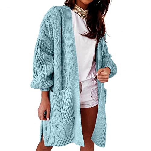 Godoboo Strickjacke Damen Lang Grobstrickjacke Strickpullover Winter Elegant Offen Lang Strickcardigan Langarm Strickmantel Warm Strickpullover Outwear Strickmantel Sweater von Godoboo