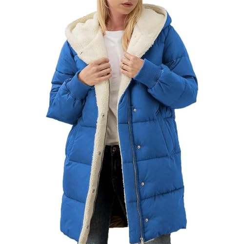 Godoboo Winterjacke Damen Steppmantel lang Warme Gefüttert Damen Mantel Winddicht Outdoorjacke mit Kapuze Langarm Winterparka Daunenjacke Steppjacke Langarm Parka von Godoboo