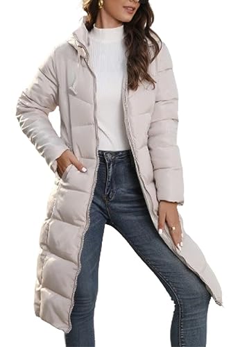 Godoboo Wintermantel Damen Lang Warm Langer Daunenmantel mit Kapuze Winterdicke Winterjacke Damen Übergangsjacke Hemdjacke Winter Mantel Hemdjacke Windbreaker Hemdmantel Windjacke Freizeitmantel von Godoboo