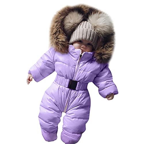 Baby Winter Schneeanzug mit Kapuze Schneeanzug Baby 0-24 Monate Mädchen Jungen Born Fleece Strampler Spielanzug Jumpsuit Outfit Babykleidung Parka Jacke Mantel Winterjacke Kapuzenjacke Übergangsjacke von Godom