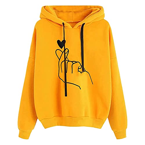 Godom Hoodie Damen,Pullover Damen Damen Hoodies Unifarben Sweatshirt Gestreifte Pullover Casual Kapuzenpullover mit Druck Hoodie Langarm Shirts Kordelzug Oberteil Pulli Langarmshirt Freizeit Pullover von Godom