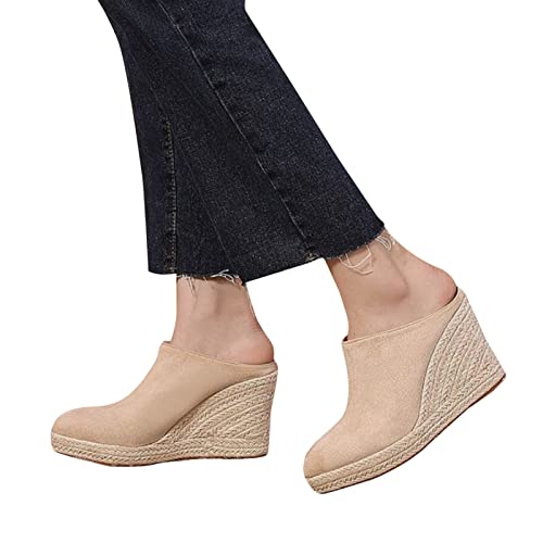 Godom Sandalen Damen Sommer Elegant,Iheeled ShoesFaux Suede Damen Keilabsatz Damen Freizeitschuhe Spitzschuh Plattform Slip On Lady Schuhe Outdoor Sandalen Damen Sommer Bequem Vintage Casual Schuh1953 von Godom