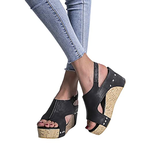 Godom Sandalen Damen Sommer Elegant Bequem,2023 frauen sommer koreanische mode fischmaul set fuß steigung ferse dicke alleinige lässige römische sandalen Sandalen Damen Sommer Bequem Vintage mode Sch von Godom