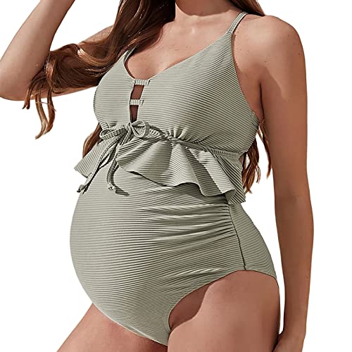 Godom Schwangerschafts-Badeanzug mit verstellbarem Kordelzug im Brustbereich Umstandsbademode Damen Schwangerschaft Bikini Set Strandmode Bademode Umstandsbadeanzug Damen Umstandsmode Einteilige von Godom
