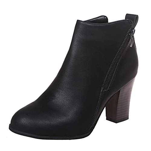 Godom Stiefeletten FüR Damen,Damen Stiefeletten Stiletto Absatz Spitzer Zehenpartie Ankle Boots mit Reißverschluss Strukturiertes Faux Leder High Heels Schuhe dünne Ferse Stiefel Stiefeletten Damen von Godom