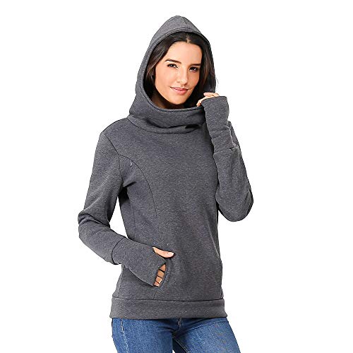 Godom Still Oberteil Damen,Blusen Damen 36 Still-Hoodie-Sweatshirts mit Kapuze für Damen mit Langen Ärmeln Schwangerschaftskleider Fotoshooting Umstandsmode Oberteil Stillmode Still Top Damen T-Shirt von Godom