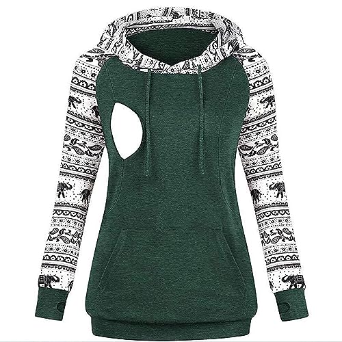 Umstandsmode-Oberteil-Sommer Damen Stillpullover Langarm Hoodie Winter Helbst Umstandsmode Mutterschaft Kapuzenpullover Nursing Stillshirt Warm Sweatshirt Still Pullover mit Kapuze S-3XL von Godom