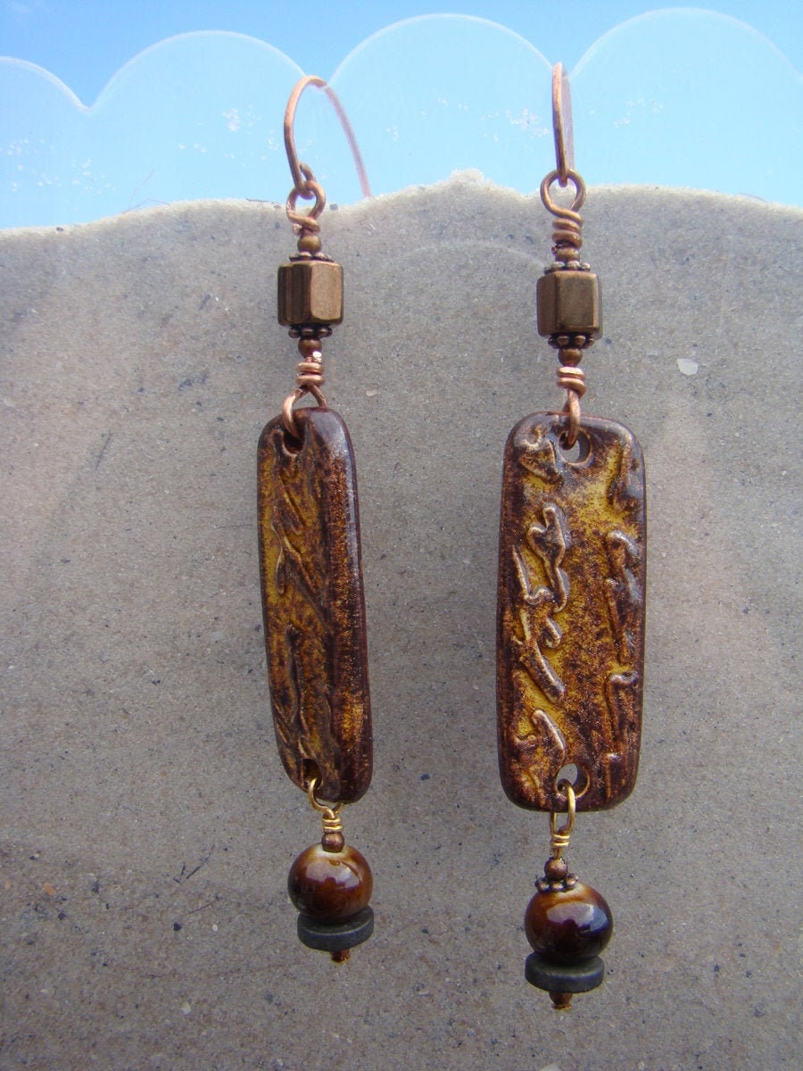 Funkeln Golden Clay Mit Kalligraphie Ohrringe Funkeln Golden Clay Mit Kalligraphie Ohrringe von GodsSisters