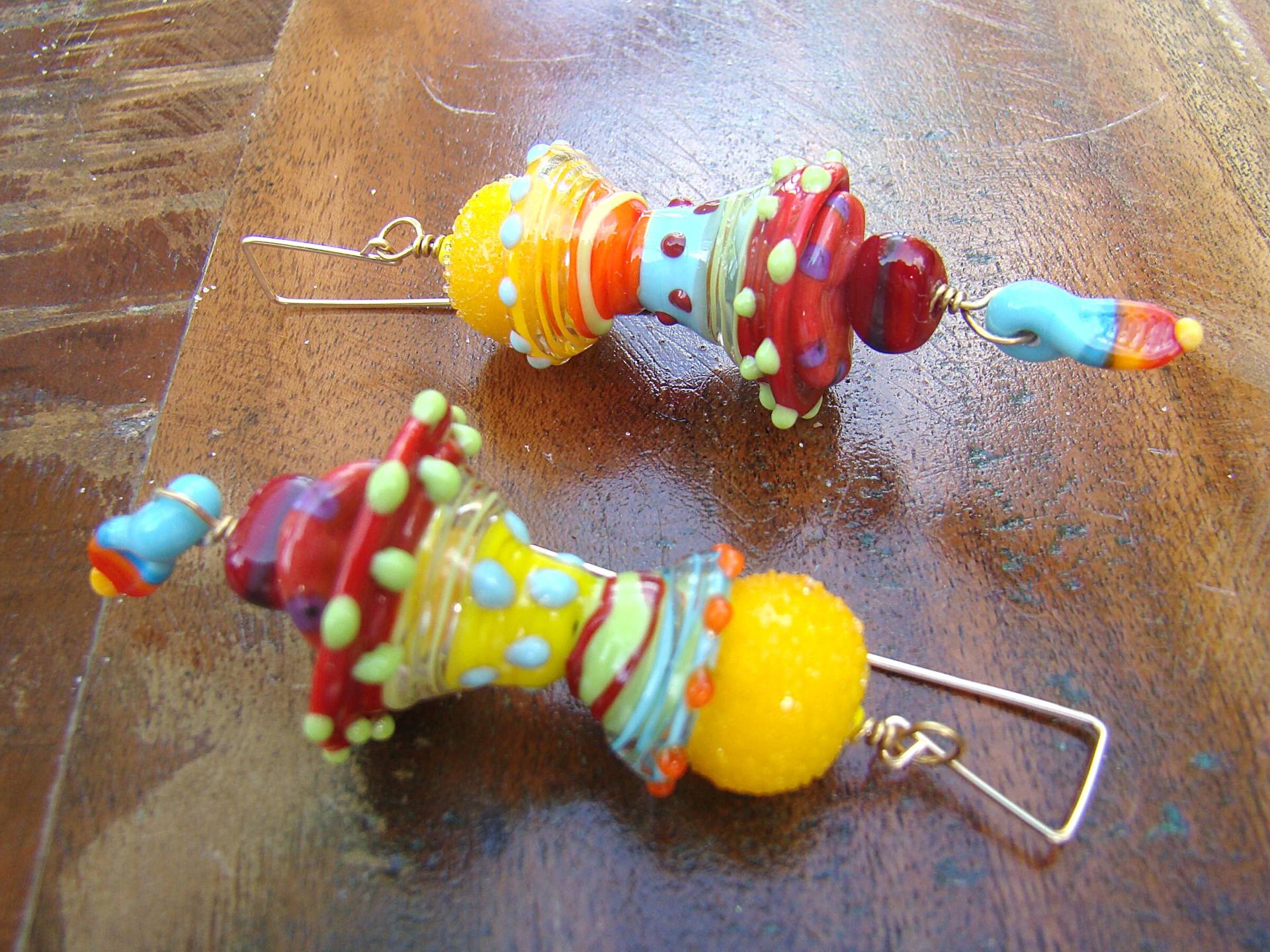 Glücklich Gold Zucker Und Lampwork Ohrringe Glücklich Gold Zucker Und Lampwork Ohrringe von GodsSisters
