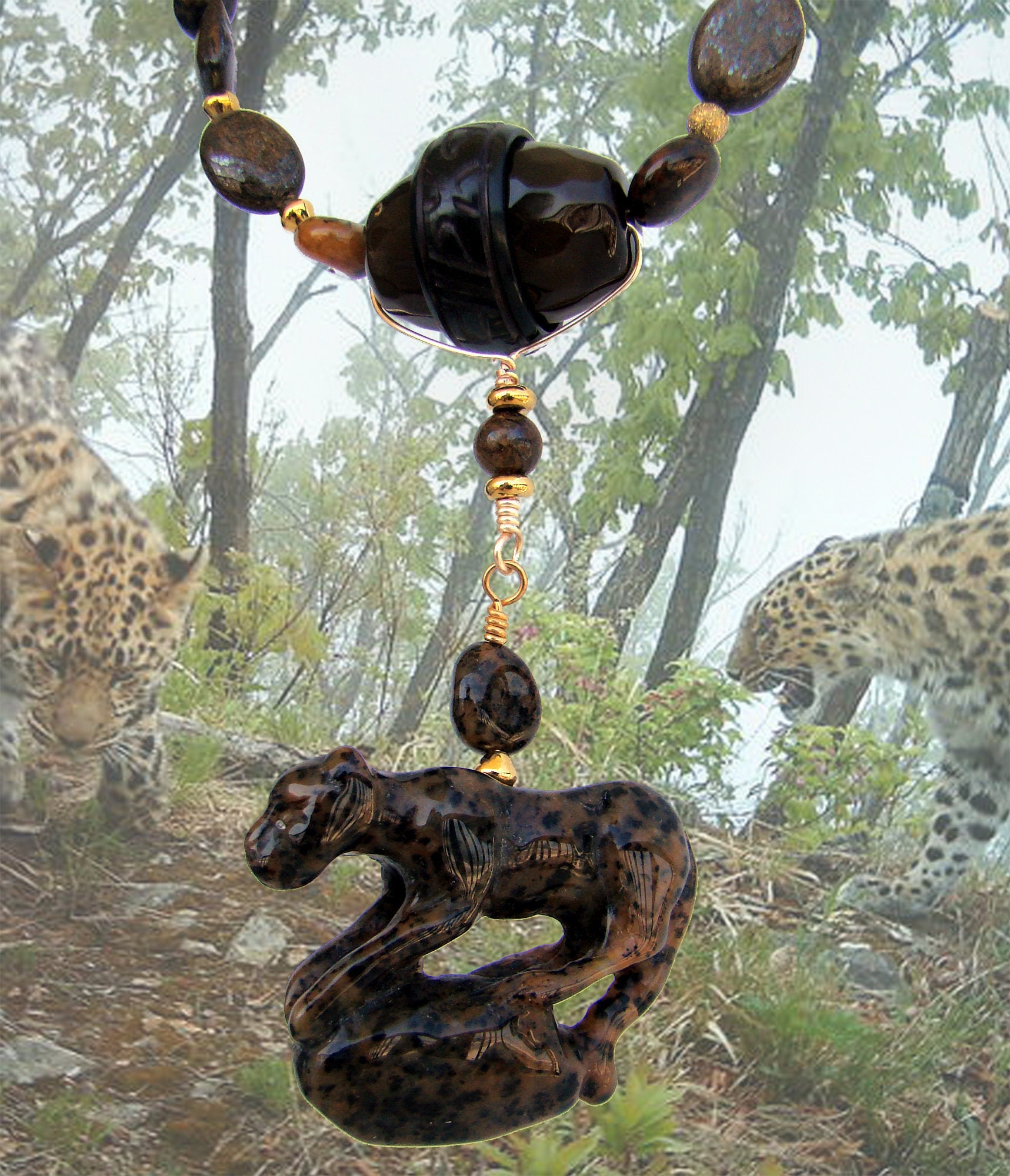 Leopardenfell Jaspis Und Bronzit Leopard Kette Leopardenfell Jaspis Und Bronzit Leopard Kette von GodsSisters