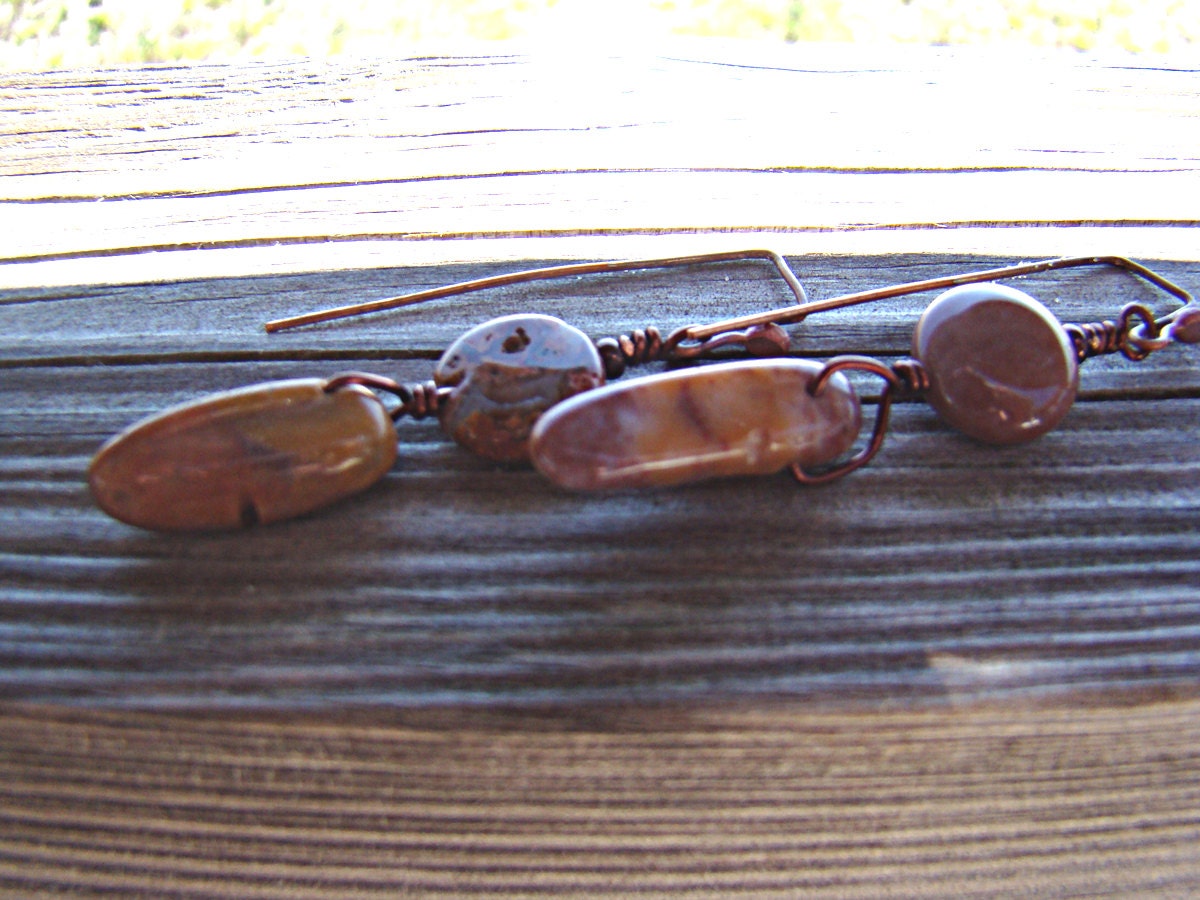 Rost Farbigen Apple Jasper Und Kupfer Ohrringe Rost Farbigen Apple Jasper Und Kupfer Ohrringe von GodsSisters