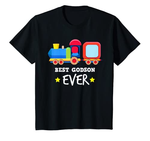 Kinder Best Godson Ever Godchild Cute Graphic Train Boys T-Shirt von Godson Gifts by designsanddesigns