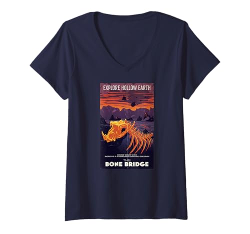 Damen Godzilla x Kong Explore The Bone Bridge Postcard Movie T-Shirt mit V-Ausschnitt Damen Godzilla x Kong Explore The Bone Bridge Postcard Movie T-Shirt mit V-Ausschnitt von Godzilla x Kong: The New Empire