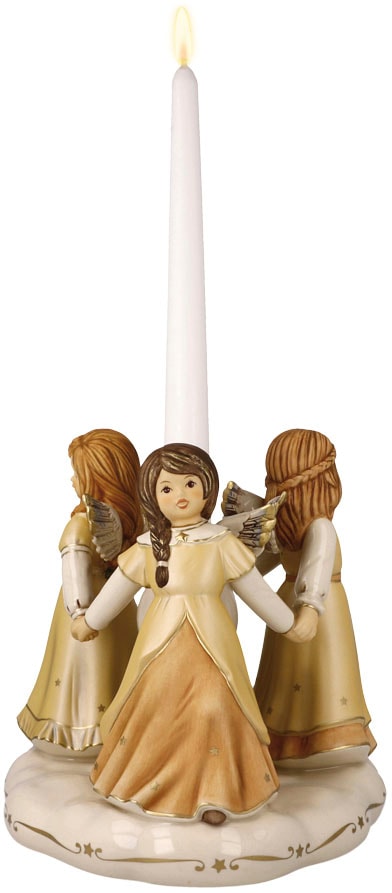 Goebel Kerzenhalter "Engelfigur Himmlischer Reigen, Ø ca. 19 cm, Stabkerzenhalter" Sammlerfigur, Weihnachtsfigur aus Steingut, Erstausgabe 2023 von Goebel