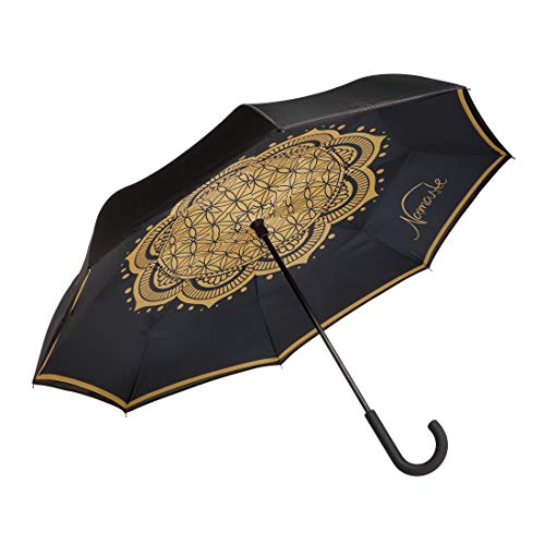 Goebel Regenschirm Lotus Blume des Lebens 23500051 Stockschirm schwarz mit Upside/Down Öffnung von Goebel