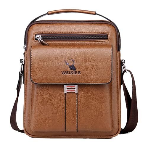 Goecice Umhängetasche Herren Klein Leder Crossbody Bag Vintage Handtasche Hohe Kapazität Messenger Bag Ledertasche Herren Tasche Umhängen Männe für Casual Arbeit Reise von Goecice