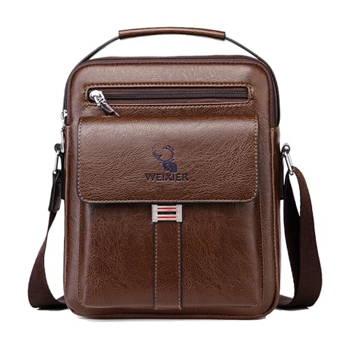 Goecice Umhängetasche Herren Klein Leder Crossbody Bag Vintage Handtasche Hohe Kapazität Messenger Bag Ledertasche Herren Tasche Umhängen Männe für Casual Arbeit Reise von Goecice