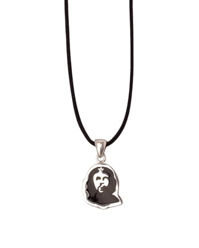 Gök-Türk 925 Sterling Silber Halskette für Herren Unisex Che Guevara - mit schwarzer Schnur von Gök-Türk